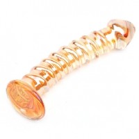 Glass Dildo Golden Color Textured